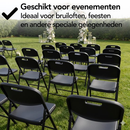 Brixy Klappstühle - 4er-Set - Klappstuhl-Set - Heavy Duty - Wetterfest - Klappstühle - 47 x 54 x 87 CM - Schwarz