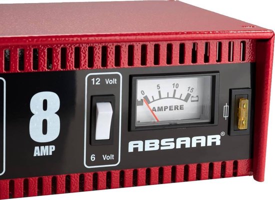 Absaar Batterieladegerät 6/12 V 8 A – für Auto und Motorrad – Metallgehäuse