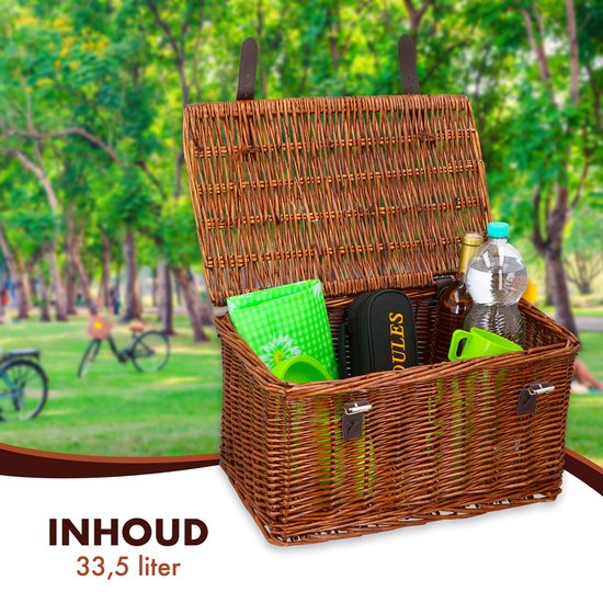 Bicycle Gear Wicker Bike Basket Front - Rattan Bike Basket Handlebar 30L - Baker Basket 45 x 30 x 25 cm - Fahrradzubehör Erwachsene - Fahrradkorb für Oma Bike, City Bike oder Transport Bike