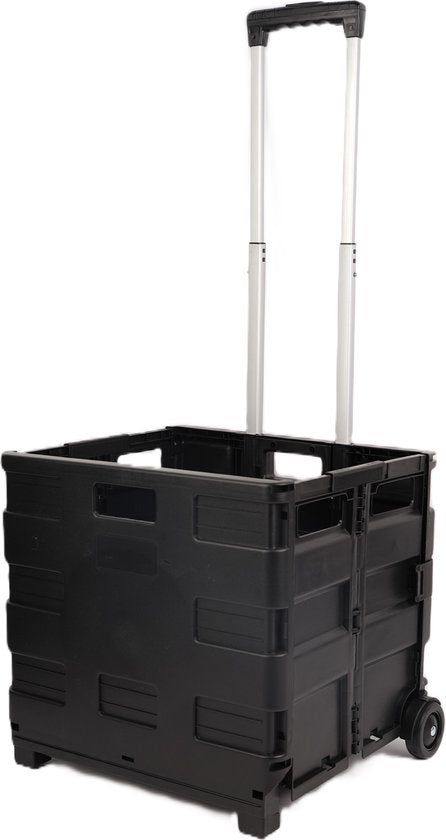 Ceruzo Einkaufswagen mit klappbarer Kiste - 50 Liter mit 2 Rädern- faltbar- Einkaufskiste-Schwarz