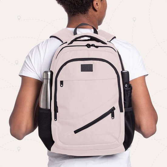 TRVLMORE Rucksack mit Lifetime - Rucksack mit 15.6 Zoll Laptopfach - Schultasche - Spritzwassergeschützt - Männer und Frauen - Jungen und Mädchen - 28L - Pink
