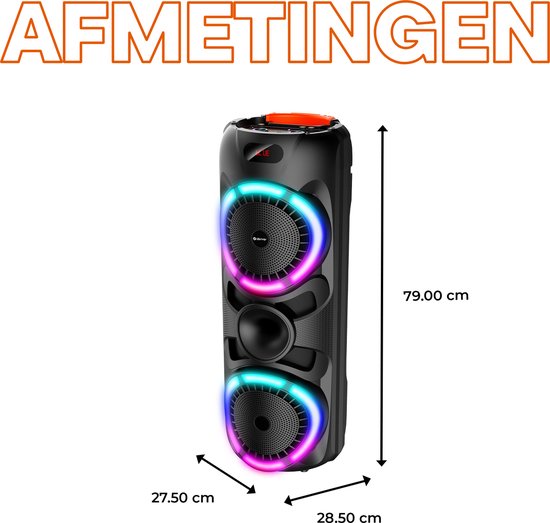 Denver Bluetooth Lautsprecher Party Box - Disco Lichter - Party Box - Inkl. Drahtloses Mikrofon & Fernbedienung - BPS459