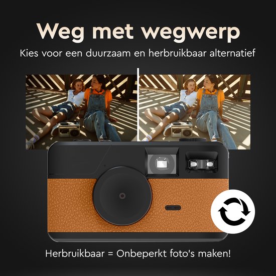 K&L Digitalkamera - Bildschirmlos - Wiederaufladbar - 16.000 Fotos - Fotokamera - Vintage - Inklusive 32GB - Langlebig - Braun
