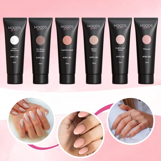 Moods Gellac - Polygel Colour Set - Nachfüllset - The Nude - 6 Farben - 15ML