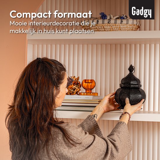 Gadgy Orientalisches Windlicht - Marokkanisches Windlicht - Dekoration für Innenräume - Tischlampe - Teelichthalter Wohnzimmer - Teelichthalter Geschenk - Metall 26x18 CM