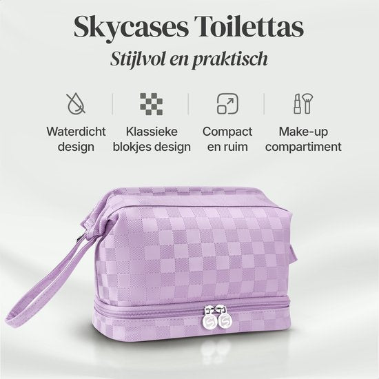 Skycases Travel Essentials - Kulturtasche und Make-up-Organizer - wasserdicht und kompakt - geeignet für Reisen und den täglichen Gebrauch - Unisex - lila