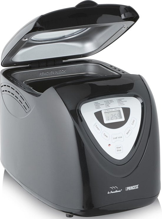 Princess Brotbackautomat 152009 - Timer - Digitalanzeige - 15 Backprogramme - Glutenfrei-Programm - 900 Gr - 600 Watt - Schwarz/Silber