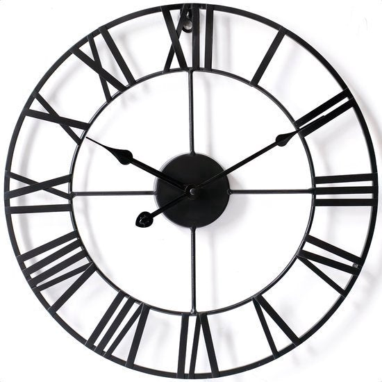 Goliving Wanduhr Industrial - Geräuschloses Uhrwerk - Moderne Wanduhr - Metall - Ø 60 cm - Schwarz