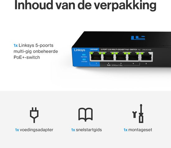 Linksys LN2305P - Netzwerk-Switch - Unverwaltet PoE+ - 2500 Mbps - 5 Ports