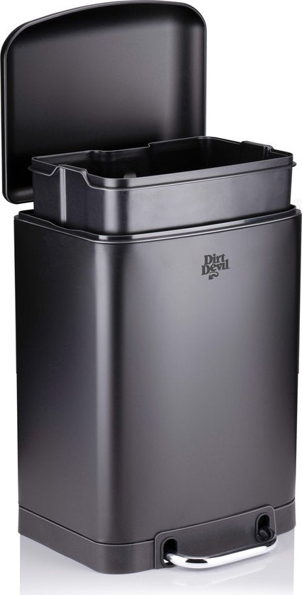 Dirt Devil Treteimer 6 Liter - Badabfalleimer - Edelstahl - Schwarz