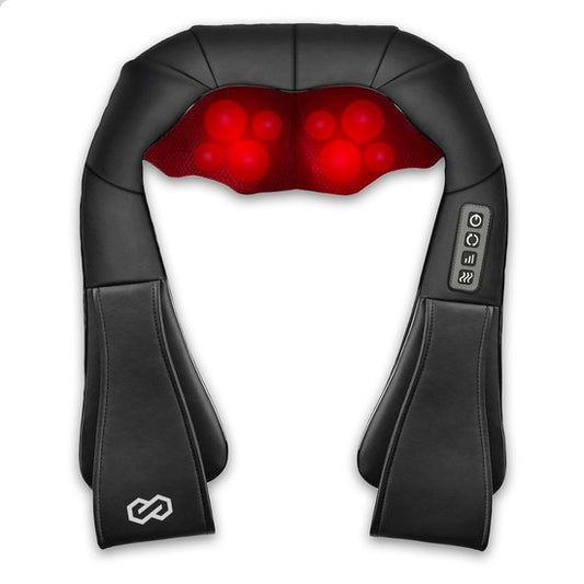 Infinity Goods Shiatsu Massagekissen - Nacken- und Rückenmassage - Wärmefunktion mit Infrarot - 8 verstellbare Massageköpfe - Schwarz