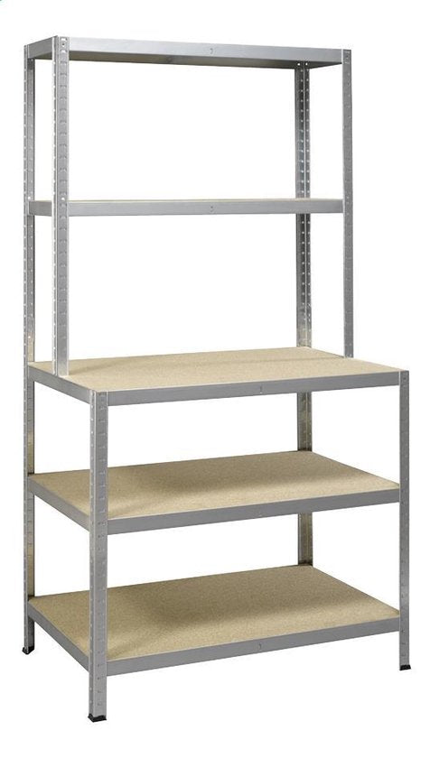 Starkes Arbeitsregal - Metall- und Holzoptik - 100cm breit - 875kg Tragfähigkeit - 175kg Tragfähigkeit pro Fachboden