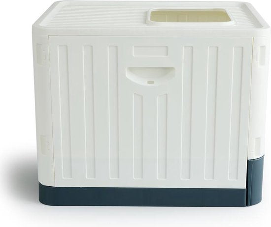 Lifa Living Faltbare Katzentoilette mit ausziehbarer Schublade - praktisch, tragbar und geräumig - Creme/Anthrazit