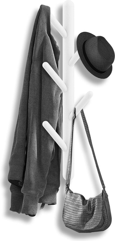 Bayt Wandgarderobe - Garderobenständer - Garderobenständer Holz - Garderobenständer - 5 Haken - Weiß
