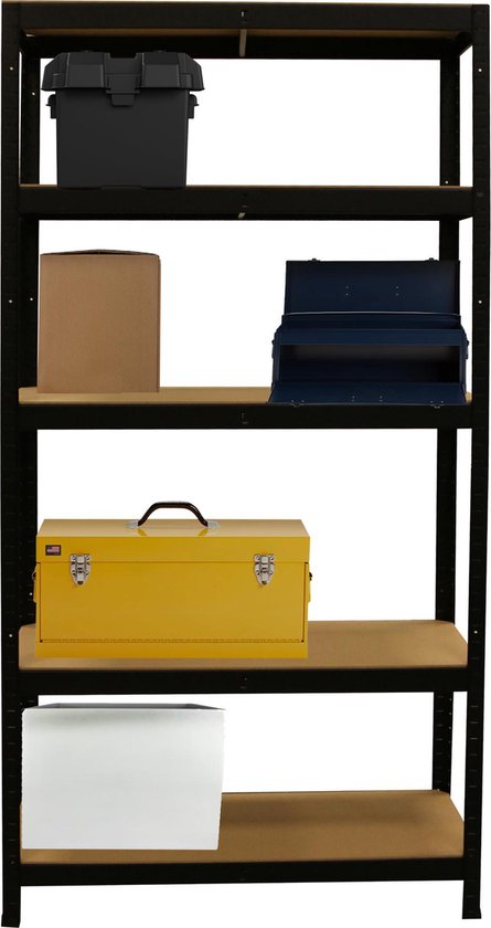 ERRO Rack - 5 Fachböden - 40x90x180 cm - 175 kg - Schwarz
