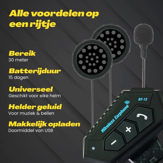 Motorradhelm-Bluetooth-Headset – mit Mikrofon für den Helm – wasserdicht – universelle Passform