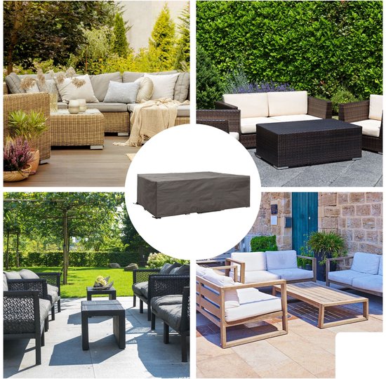 Perel Outdoor-Abdeckung für Garten-Set, grau, rechteckig, 280 cm x 230 cm x 80 cm