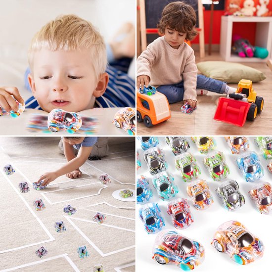 Partizzle 50x Spielzeugautos - Pull Back Cars - Selbstfahrendes Auto - Spielzeugauto Geschenke zum Verschenken - Grabbelton Leckere Geschenke für Kinder & Kleinkinder - Jungen - 5cm