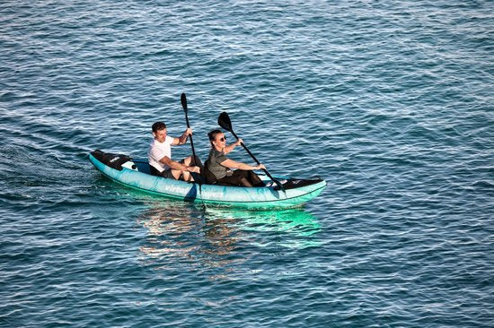 VirtuFit Kayak 335 - Türkis - Mit Kajaksitzen und Tragetasche - Geeignet für zwei oder drei Personen - Langlebig & robust - Aufblasbares Kajak - Kajak - Schlauchboot