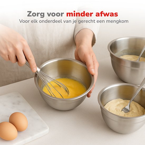 alpina Edelstahlschüsseln 3-teilig mit Deckel - Salatschüssel - Bratschüssel mit Deckel - Schüsseln zum Mischen und Aufbewahren - Snackschüssel
