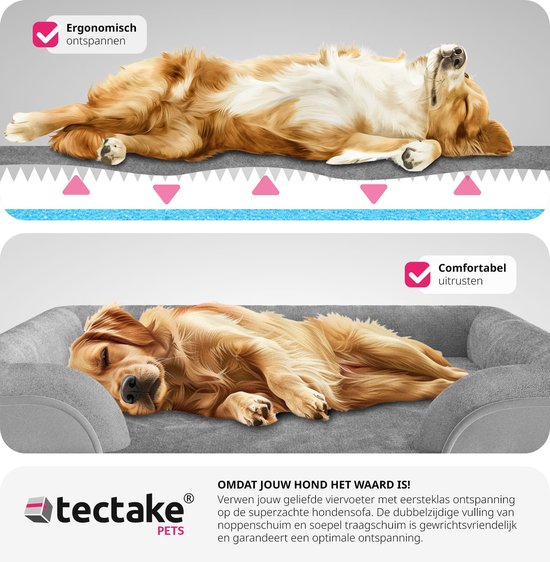 tectake Hundebett - Kissen für große und mittelgroße Hunde - flauschig und waschbar - Hundekorb mit Memory Foam - Hundebox - Hundeliege - Hundekorb - Hundekissen L (91 x 68 x 18 cm)