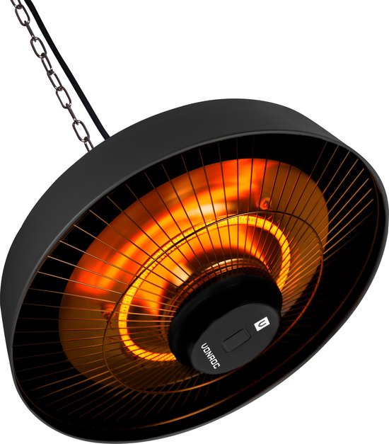 VONROC Atmosphärischer Terrassenstrahler hängend - Vulcano 2000W - Leistungsstarke Infrarotlampe - mit 2 Heizstufen, Timer und Fernbedienung