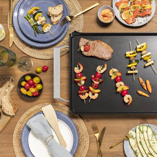 Princess Griddle 103120 - Table Chef Premium - Griddle - Gourmet - Large 60x36 cm - 2500W - Einstellbarer Thermostat - 1,5 Meter Kabel - Teppanyaki - Doppeltes Heizelement - Extra schnelle Aufheizung