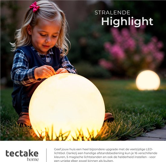 tectake® Garden Bulb - Ø50 cm - Kugelförmige LED-Lampe für den Außenbereich mit Fernbedienung - 16 Farben und 5 Lichtmodi - Wetterfeste Gartenbeleuchtung - Partydekoration - Gartendekoration - Inklusive Leuchtmittel - Glühbirne - Glühbirnen für den Außenb