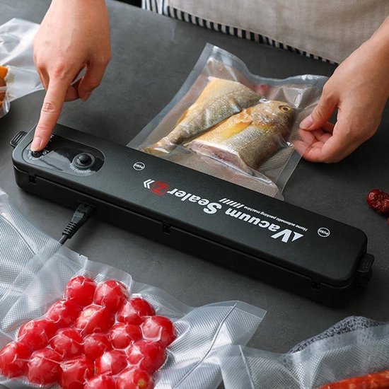 BestHome Vakuum Verpackungsmaschine - Mit 15 Vakuumbeuteln - Für alle Arten von Lebensmitteln - Schwarz