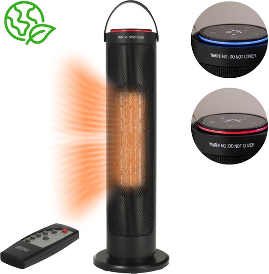 BREND BR-2221 Keramik-Heizlüfter - 2000W - ECO-Modus & Thermostat 15-35°C - Elektroheizung - Schwarz
