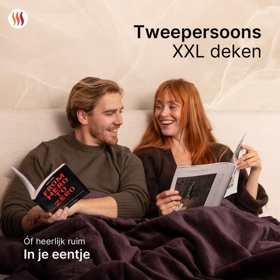 Seranova Electric Blanket XXL - 180x160 cm - 2 Personen Decke - Wärmedecke - Doppelseitig - Fleece Sherpa - Kastanienbraun