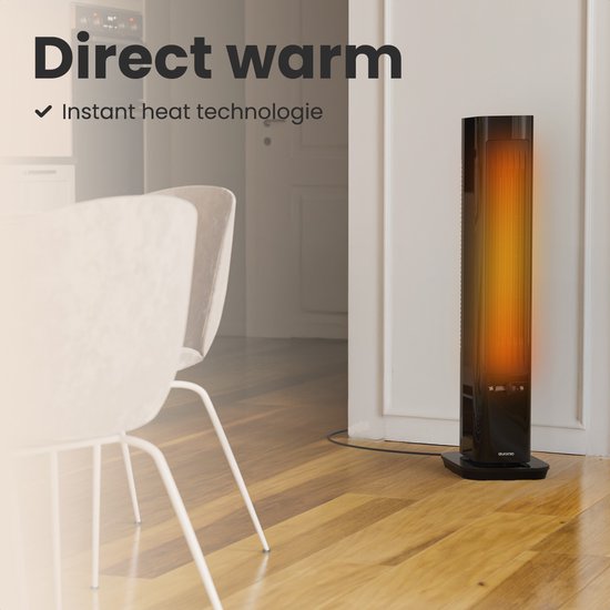 Auronic Elektroheizer - Keramikheizer - Turmheizer - 2200W Heizleistung - Schwarz