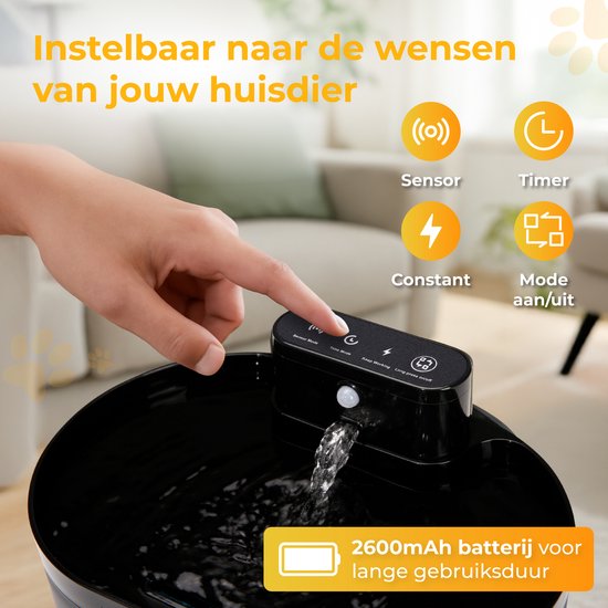 Nuvance Trinkbrunnen Katze - 2.2L Wasserbrunnen - mit Sensor - inkl. Filter - leiser Katzenbrunnen automatisch - kabellos
