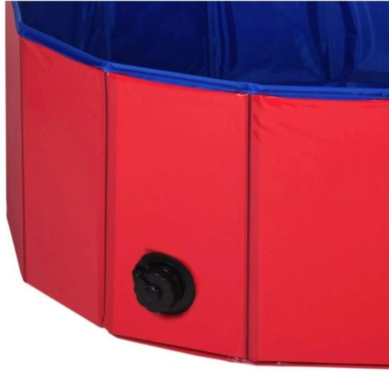 Tierpool - Ø80x30cm - Hundepool - Tierplanschbecken - Rot/Blau