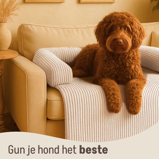 By Cee Cee Original Hundedecke Bank - Hundedecke Bank - Hundekorb - Premium - komplett mit Reißverschluss - Rippengewebe - Beige - 120x90 - Größe L