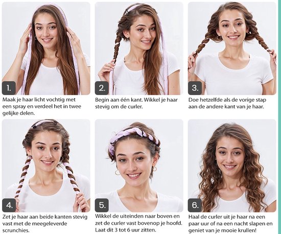 Loti Living Heatless Curls Set - Pink - Hitzefreie Locken ohne Beschädigung - Lockenwickler - Lockenwickler - Locken ohne Hitze - Inklusive 2 Scrunchies