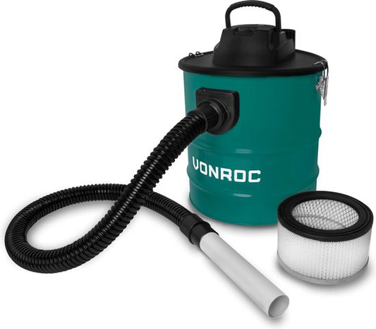 VONROC Aschesauger 1600W - 20L Fassungsvermögen - 3m Stromkabel - Für Kamin, Feuerstelle, Grill und Werkstatt