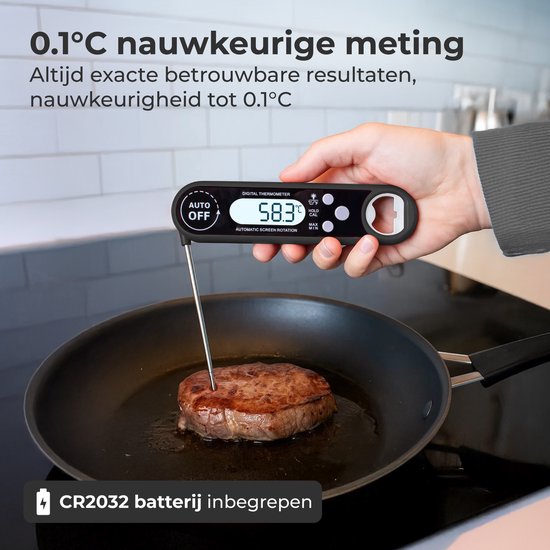 Nuvance Fleischthermometer - BBQ Zubehör - Digitales Thermometer - Kochen - für Küche, Ofen, Kern, Lebensmittel & Zucker