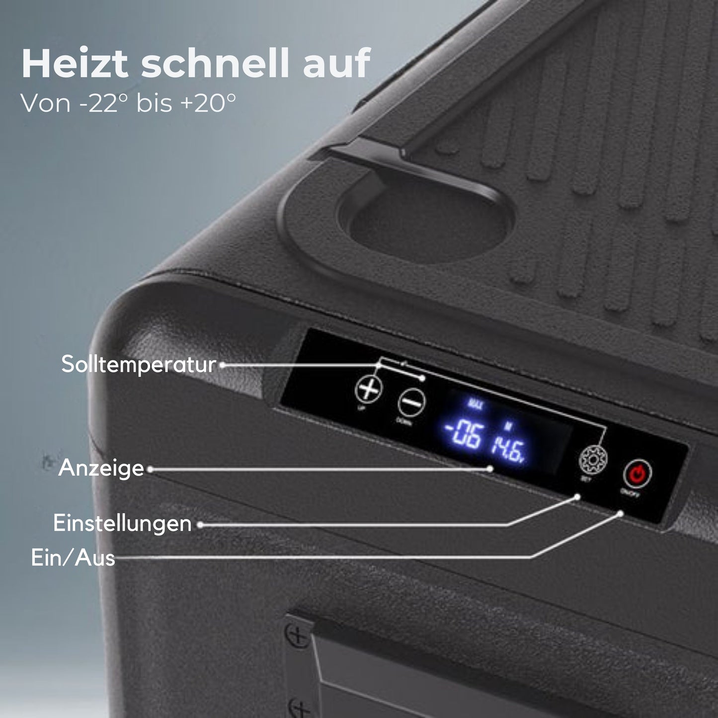 Auronic Electric Cool Box - Kompressor - Mit Rädern - 12V 230 Volt - Auto - 50L - Schwarz/Grau