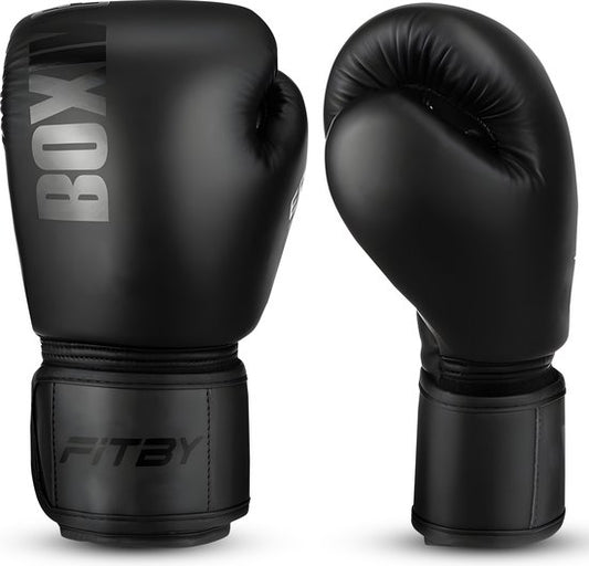 Fitby Boxhandschuhe - Kickboxhandschuhe - Boxhandschuhe - Schwarz - 12 oz