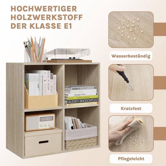 Woltu Bücherregal – 29 x 59,8 x 59,6 cm – Standmodell – 4 Fächer – Weiß