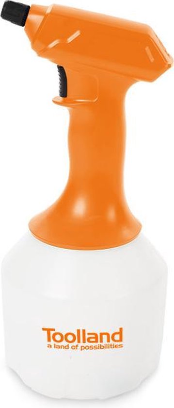 Toolland Drucksprüher, elektrisch, verstellbare Düse, LED-Anzeige, 1 Liter, weiß/orange/schwarz