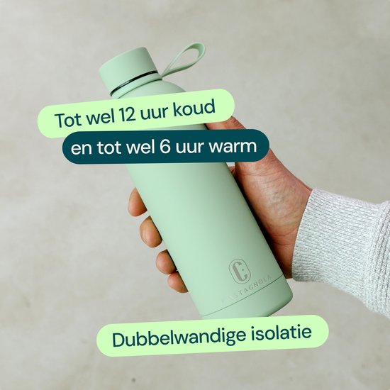 Castagnola Wasserflasche - Edelstahl-Trinkflasche 500 ML - Stahlthermoskanne - Trinkflaschen für Erwachsene - Doppelwandig - Grün