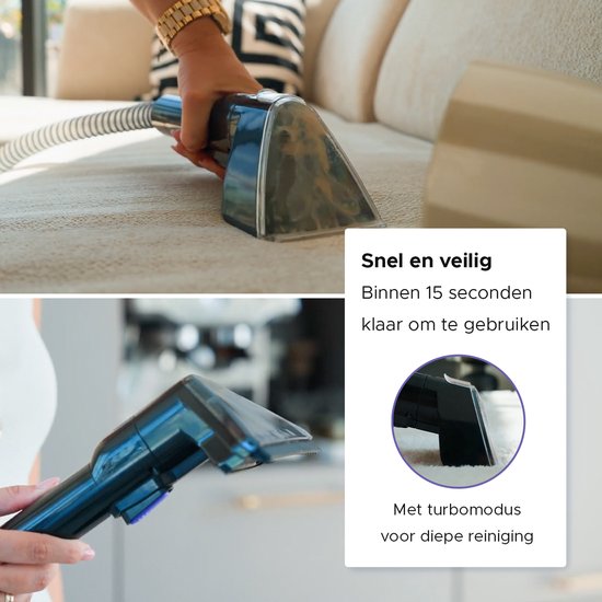 Motionflow Teppichreiniger PRO - Tiefenreinigung mit Dampffunktion bis 100°C - Kraftvoller 1700W Fleckenreiniger - Dampfreinigung für Boden, Sofa, Bad und Teppich - Dampfreiniger & Sitzreiniger - Inklusive Reinigungsmittel