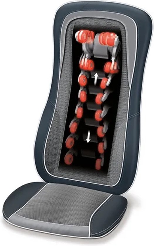 Beurer Shiatsu Massagekissen - Nacken und Rücken - Bodyscan - 3 Programme - 4 verstellbare Massageköpfe - Timer - Heizung