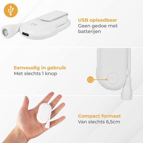 Nuvance - Leselicht - Klemmleselicht - Dimmbar - 3 Stufen - Leselicht für Buch - Wiederaufladbar USB C - 24 Stunden Lesevergnügen - Klemmlicht - für Kind & Erwachsene - Klemmlicht - Weiß