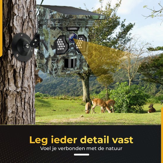 ODESSEY WildCamera mit Solarpanel - 4K - 48MP - 64GB SD - mit Nachtsicht - für draußen - Infrarot