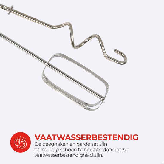 Bourgini Retro-Handmixer – 5 Geschwindigkeitsstufen und Turbo-Funktion – Teighaken und Rührbesen aus Edelstahl – Schwarz