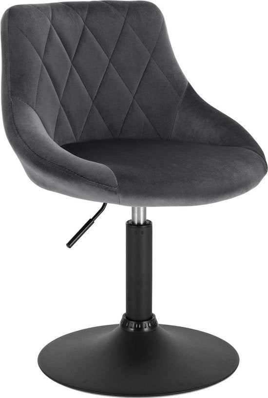 Rootz Velvet Barstool - Counter Chair - Verstellbarer Sitz - Drehhocker - Lounge Sessel - Gepolsterter Hocker - Küchenstuhl - Dunkelgrau - 22.0x19.3x15.7 inches