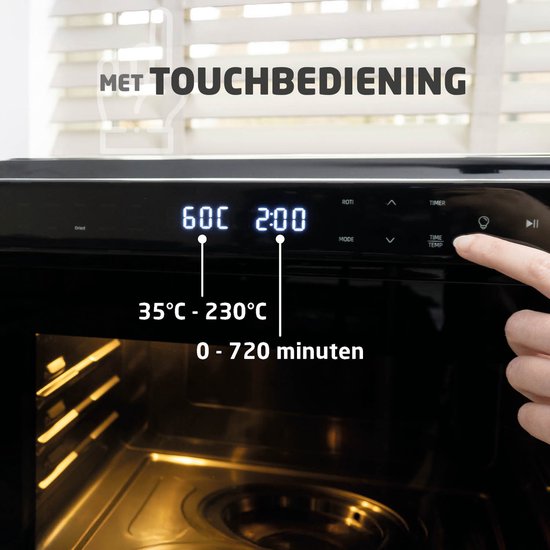 BREND Freistehender XXL Airfryer-Dampfbackofen-Kombi - Digitalanzeige mit Touch - Selbstreinigung - Timer - Rotisserie - Mit Zubehör - 24 Liter